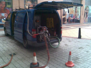 Van and Pump for pressure testing dry risers